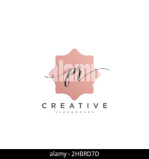 PR Initial handwriting minimalist geometric logo template vector art, Logo for business beauty, fashion, and other art Stock Vector