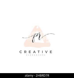 PR Initial handwriting minimalist geometric logo template vector art, Logo for business beauty, fashion, and other art Stock Vector