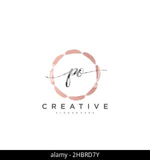 PO Initial handwriting minimalist geometric logo template vector art, Logo for business beauty, fashion, and other art Stock Vector