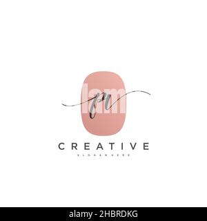 PV Initial handwriting minimalist geometric logo template vector art, Logo for business beauty, fashion, and other art Stock Vector