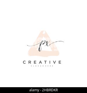 PX Initial handwriting minimalist geometric logo template vector art, Logo for business beauty, fashion, and other art Stock Vector