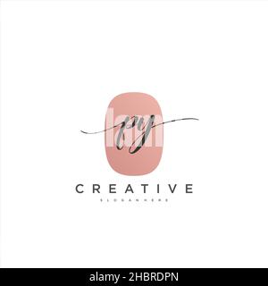 PY Initial handwriting minimalist geometric logo template vector art, Logo for business beauty, fashion, and other art Stock Vector