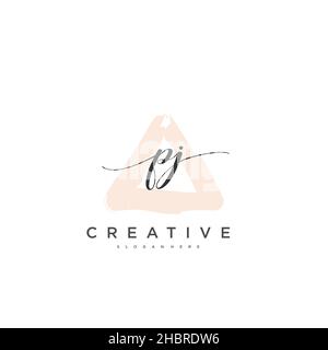 PJ Initial handwriting minimalist geometric logo template vector art, Logo for business beauty, fashion, and other art Stock Vector