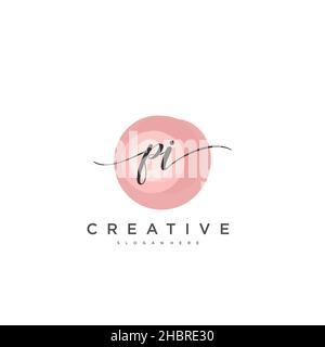 PI Initial handwriting minimalist geometric logo template vector art, Logo for business beauty, fashion, and other art Stock Vector