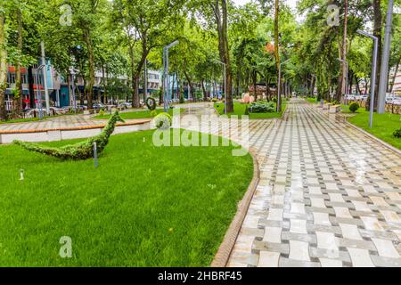 Park at Rudaki Avenue in Dushanbe, capital of Tajikistan