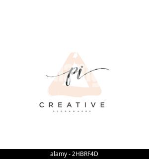 PI Initial handwriting minimalist geometric logo template vector art, Logo for business beauty, fashion, and other art Stock Vector