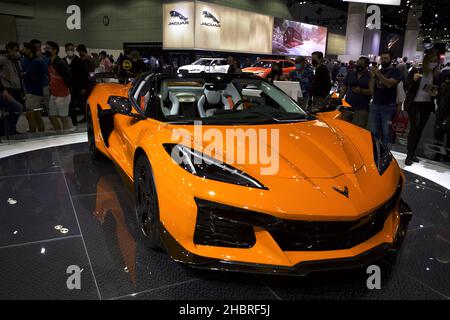 LOS ANGELES, UNITED STATES - Nov 27, 2021: 2023 Chevrolet Corvette Z06 displayed at the Los Angeles Auto Show Stock Photo