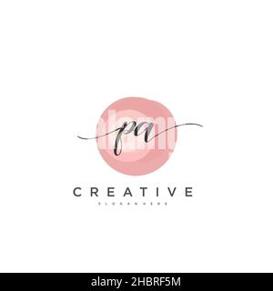 PA Initial handwriting minimalist geometric logo template vector art, Logo for business beauty, fashion, and other art Stock Vector