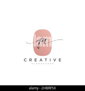PC Initial handwriting minimalist geometric logo template vector art, Logo for business beauty, fashion, and other art Stock Vector