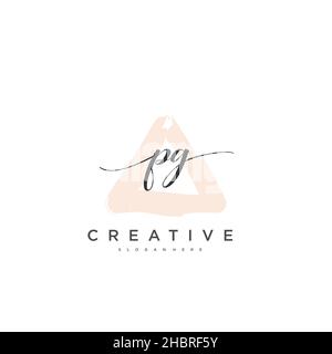 PG Initial handwriting minimalist geometric logo template vector art, Logo for business beauty, fashion, and other art Stock Vector