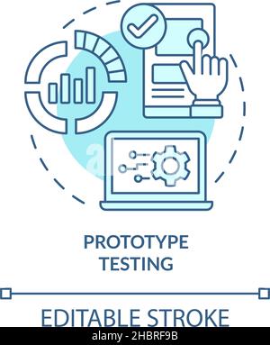 Prototype testing turquoise concept icon Stock Vector