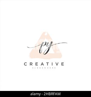 PY Initial handwriting minimalist geometric logo template vector art, Logo for business beauty, fashion, and other art Stock Vector