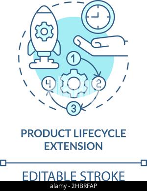 Product lifecycle extension turquoise concept icon Stock Vector