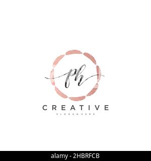 PH Initial handwriting minimalist geometric logo template vector art, Logo for business beauty, fashion, and other art Stock Vector