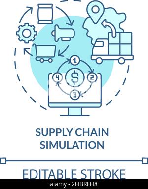 Supply chain simulation turquoise concept icon Stock Vector