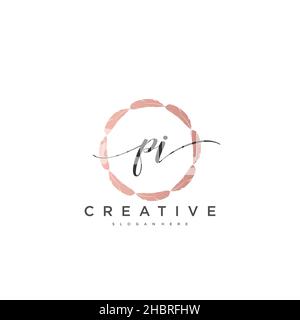 PI Initial handwriting minimalist geometric logo template vector art, Logo for business beauty, fashion, and other art Stock Vector