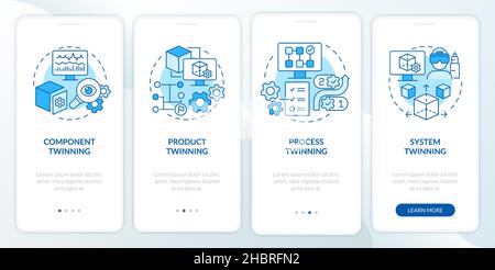 Twinning levels blue onboarding mobile app screen Stock Vector