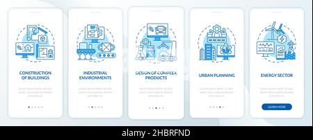 Digital twin use cases blue onboarding mobile app screen Stock Vector