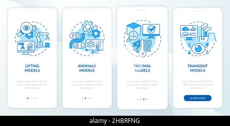 Digital twin models blue onboarding mobile app screen Stock Vector