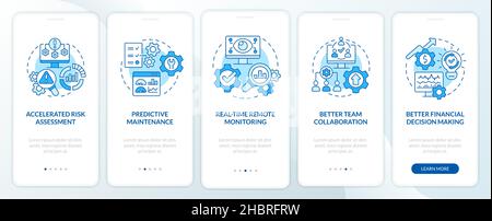 Digital twin benefits blue onboarding mobile app screen Stock Vector