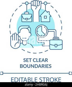 Set clear boundaries turquoise concept icon Stock Vector