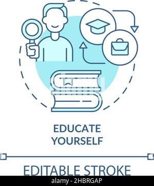 Educate yourself turquoise concept icon Stock Vector