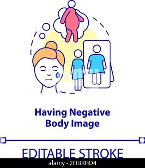 Having negative body image concept icon Stock Vector