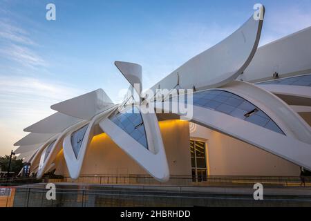 Dubai, UAE, 09.12.2021. United Arab Emirates UAE Pavilion at Expo 2020 Dubai, shaped like a falcon in flight. Stock Photo