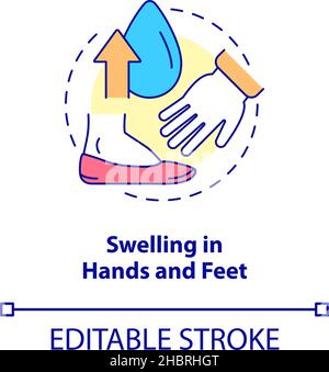 Swelling in hands and feet concept icon Stock Vector