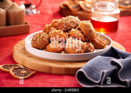 Close-up of homemade greek traditional melomakarona cookies Stock Photo