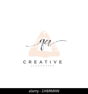 QA Initial handwriting minimalist geometric logo template vector art, Logo for business beauty, fashion, and other art Stock Vector