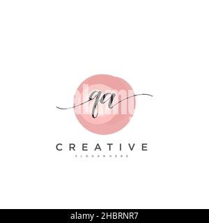 QA Initial handwriting minimalist geometric logo template vector art, Logo for business beauty, fashion, and other art Stock Vector