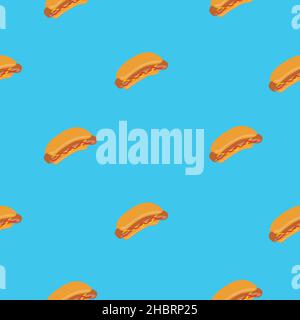 Hot Dogs Pattern. Vector seamless pattern or background with hotdogs Stock Vector