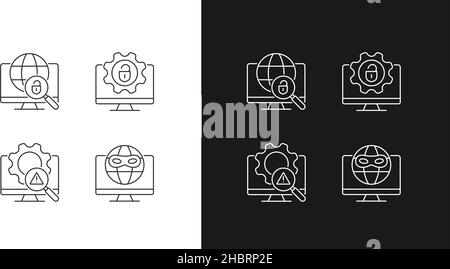 Illegal activities detection linear icons set for dark and light mode Stock Vector