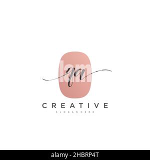 QA Initial handwriting minimalist geometric logo template vector art, Logo for business beauty, fashion, and other art Stock Vector