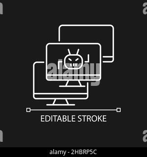 Botnet white linear icon for dark theme Stock Vector