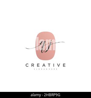 QJ Initial handwriting minimalist geometric logo template vector art, Logo for business beauty, fashion, and other art Stock Vector