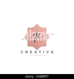 QC Initial handwriting minimalist geometric logo template vector art, Logo for business beauty, fashion, and other art Stock Vector