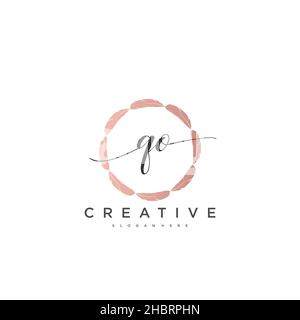 QO Initial handwriting minimalist geometric logo template vector art, Logo for business beauty, fashion, and other art Stock Vector
