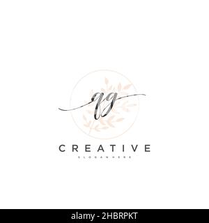 QG Initial handwriting minimalist geometric logo template vector art, Logo for business beauty, fashion, and other art Stock Vector