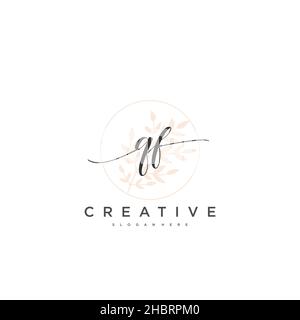 QF Initial handwriting minimalist geometric logo template vector art, Logo for business beauty, fashion, and other art Stock Vector