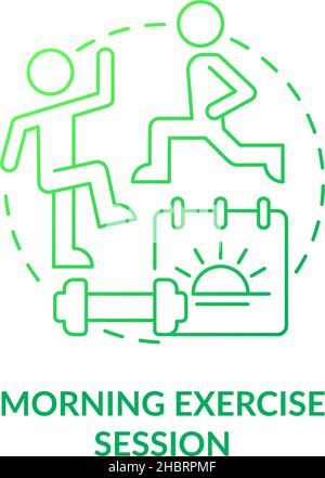 Morning exercise session green gradient concept icon Stock Vector