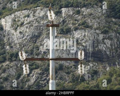 Close up of electricity pylon Stock Photo