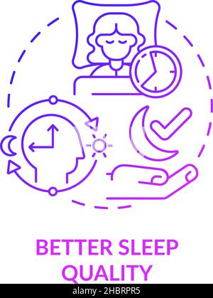 Better sleep quality purple gradient concept icon Stock Vector