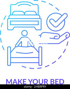 Make your bed purple gradient concept icon Stock Vector