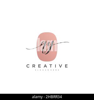 QY Initial handwriting minimalist geometric logo template vector art, Logo for business beauty, fashion, and other art Stock Vector