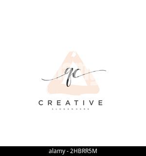 QC Initial handwriting minimalist geometric logo template vector art, Logo for business beauty, fashion, and other art Stock Vector