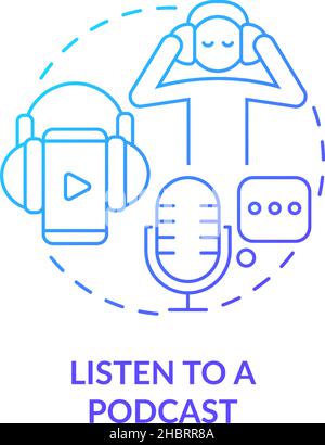 Listen to podcast blue gradient concept icon Stock Vector