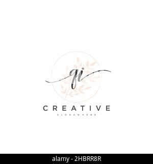 QI Initial handwriting minimalist geometric logo template vector art, Logo for business beauty, fashion, and other art Stock Vector
