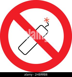 Stop or ban red round sign with firecracker icon vector illustration Stock Vector